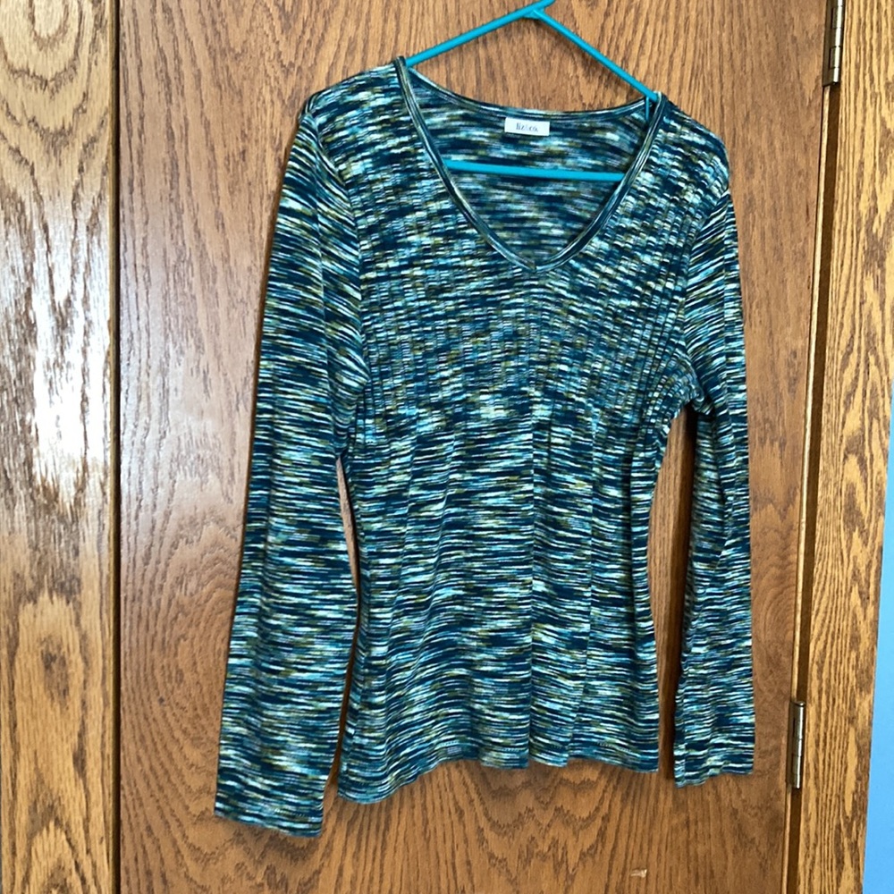 Soft Lightweight Multi Colored Greens Sweater - image 6